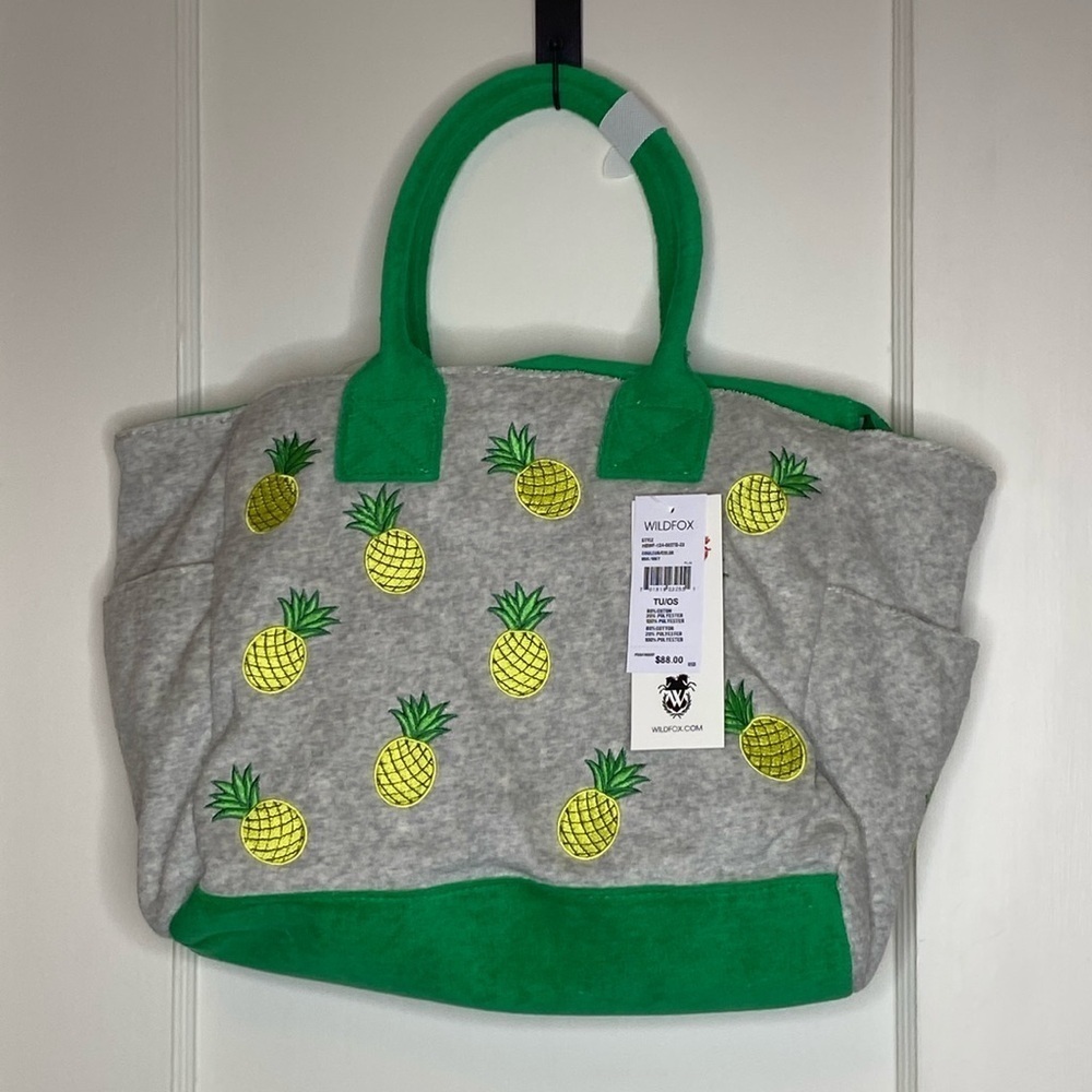 Wildfox Pineapple Tote Bag Green and Gray. NWT!